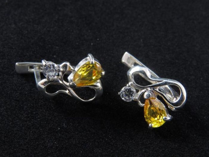 Серьги из серебра с фианитами - 5