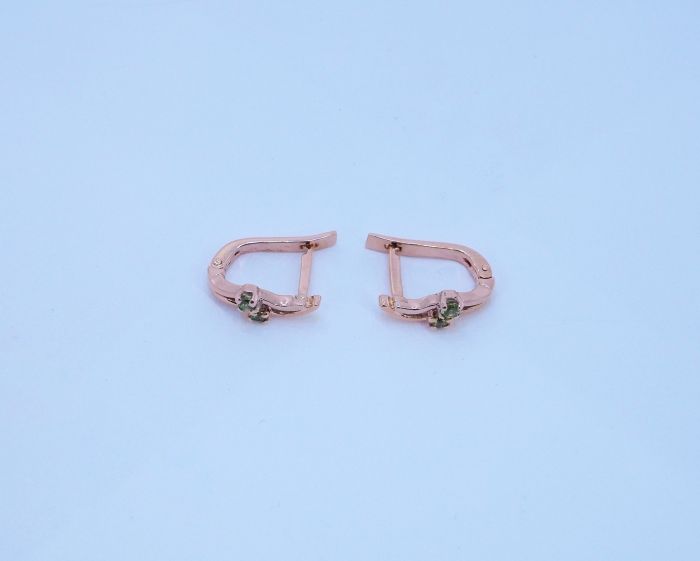 Золотые серьги с натуральным демантоидом - 83