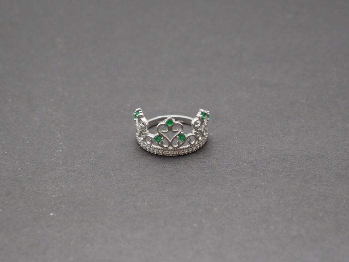 Серебряное кольцо 925 пробы с природными изумрудами 0.19 карат 3/3+ - 93