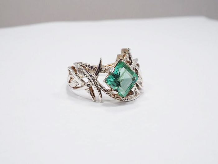 Серебряное кольцо с Уральским изумрудом - 59