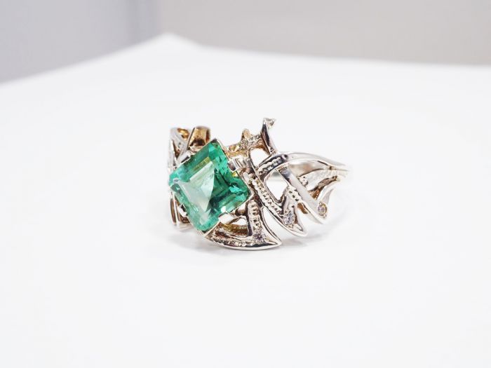 Серебряное кольцо с Уральским изумрудом - 59
