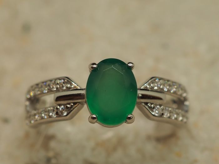 серебряное кольцо с агатом-257